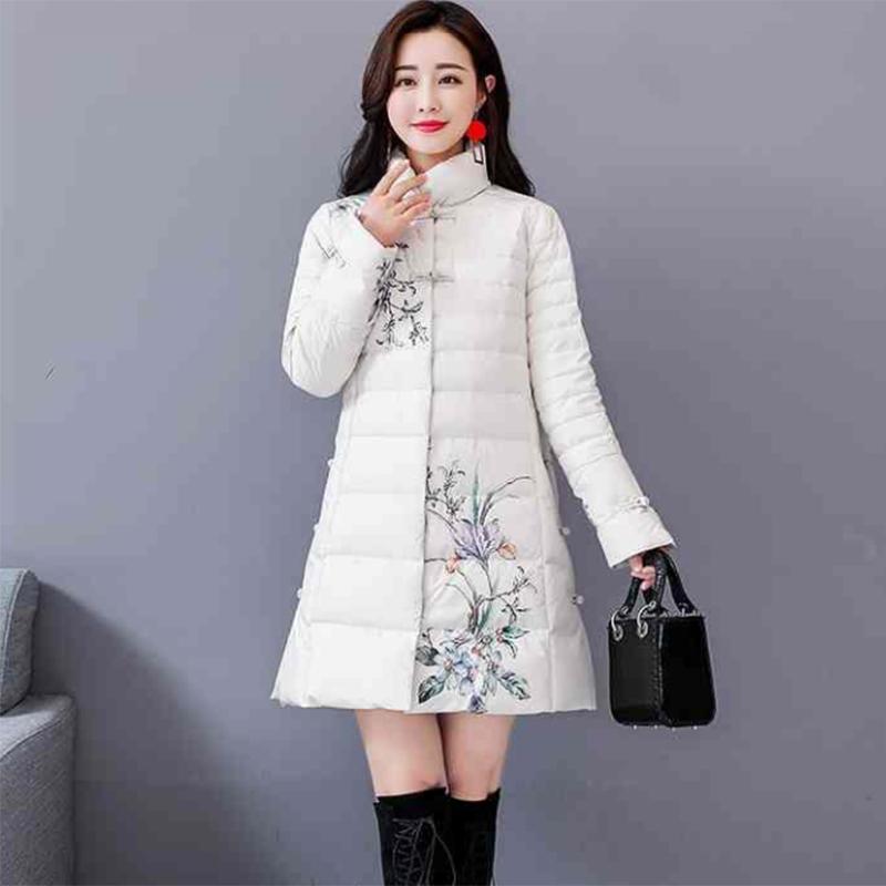 Women's Solid Color Down Jacket Mid-length Down Jacket Winter Korean Style Loose Coat Warm Stand-collar Down Jacket Quilted Jacket