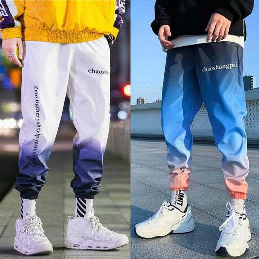 Spring and Summer Casual Pants Men's Thin Hip-hop Couple Loose Foot Pants Youth Gradient Sports Pants 9 Points Pants