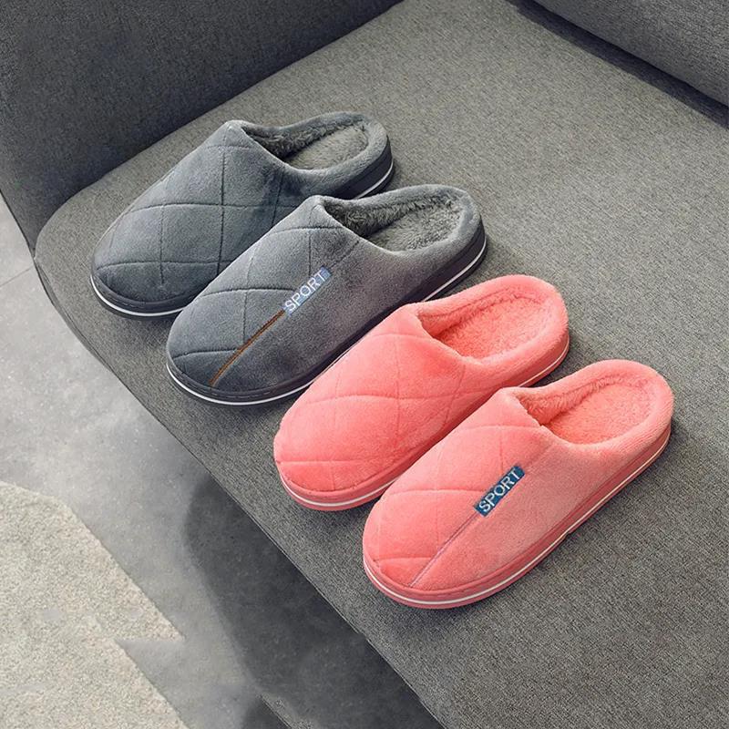 Winter Women's Indoor Cotton Slippers Thick-soled Non-slip Home Household Couple Slippers Men's Warm and Thick Plush Slippers