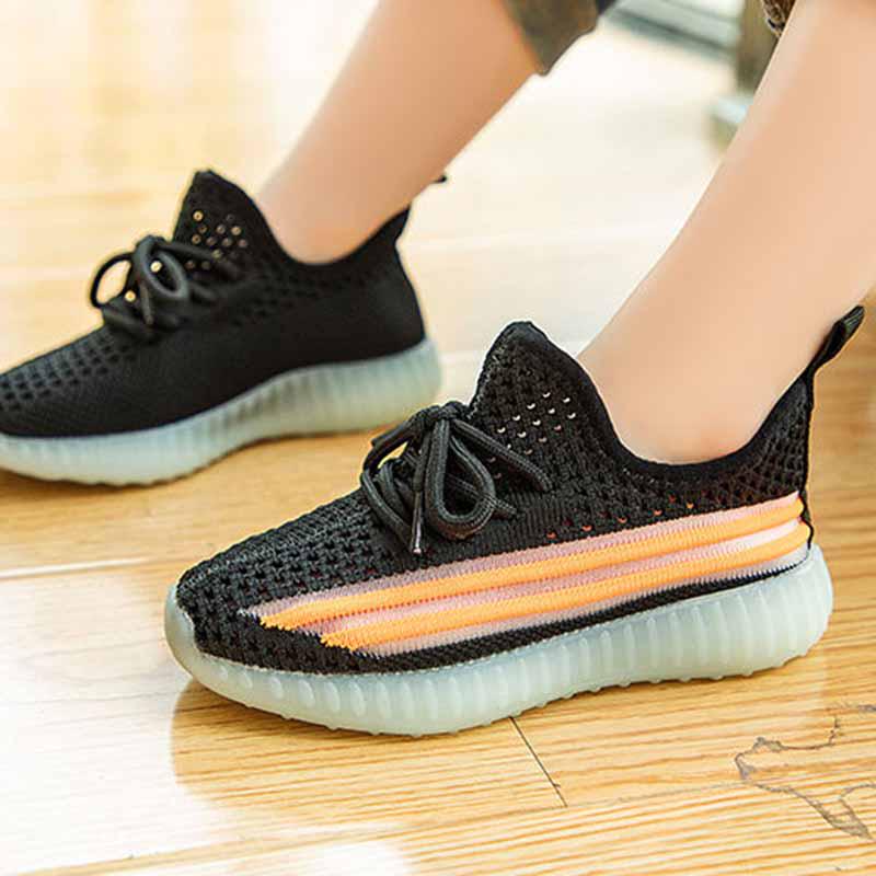 26-37 Child Fluorescence Sneakers Kids Mesh Breathable Non-slip Shockproof Basketball Shoes Lightweight Running Shoes Comfortable Deodorant Girl Shoes