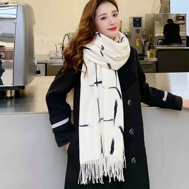 Korean Style Plaid Scarf Women Winter All-match Shawl Thick Cute Plus Velvet Keep Warm Scarves Women