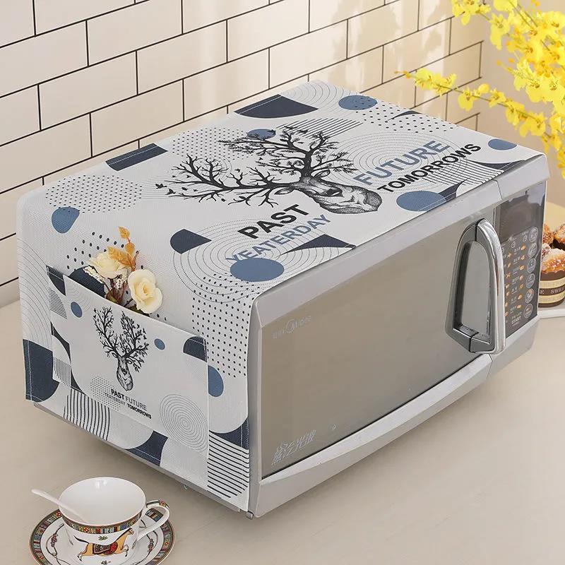 Microwave Hood Oil-proof Dust-proof Cloth Oven Universal Cover Towel Household Cotton Linen Cloth Art Cover Cloth