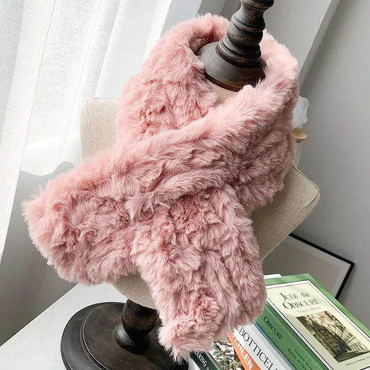 Winter Plush Scarf Rabbit Fur Korean Wild Scarf Thick Warm Windproof Scarf Shawl