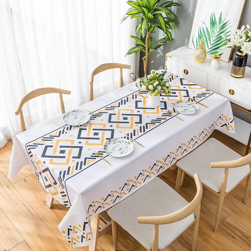 Tablecloth Waterproof Oil-proof Wash-free and Anti-scald Rectangular Table Tea Table Cloth Desk Mat PVC Rectangular Home Table Mat