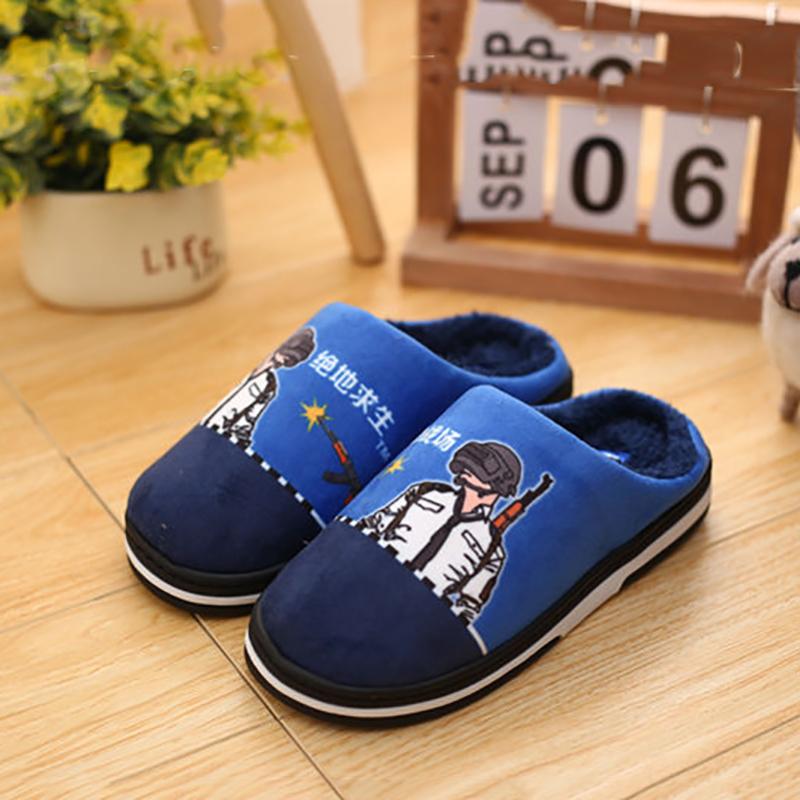 Winter Boys Cotton Slippers Boy Slippers 10-12-16 Year Old Student Hairy Slippers