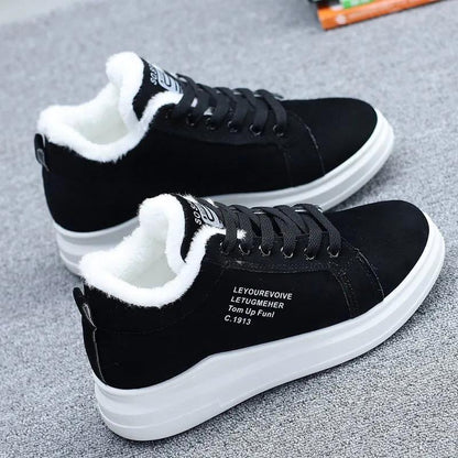 Women Autumn Velvet Plush Sports Shoes Female Winter Plus Size Cotton Shoes Sneakers All-match Warm Flat Shoes