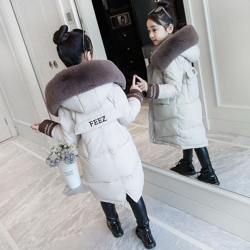 Winter Girls' Clothing Padded Coat Thickened Plus Cotton Children's Padded Jacket Fashion Girl Mid-length Down Padded Jacket