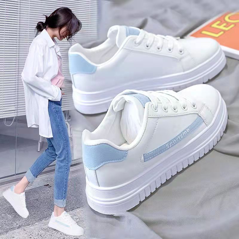 Women's Summer Flat Ins Board Shoes Casual Sports Shoes Korean Version All-match Small White Shoes Ladies Heightening Shoes Student Skate Shoes