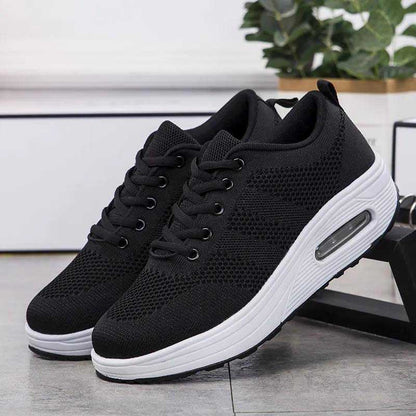 Spring and Summer Casual Shoes Women's Soft-soled Flying Woven Sneakers Fashion Breathable Rocking Shoes