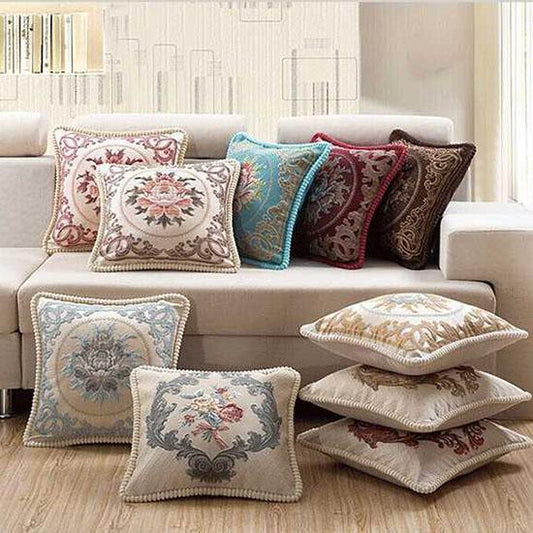 Washable Cushion Covers  European-style Printed Sofa Pillowcase Cover for  Living Room Car Pillow Cushion Lumbar Support Cover Removable