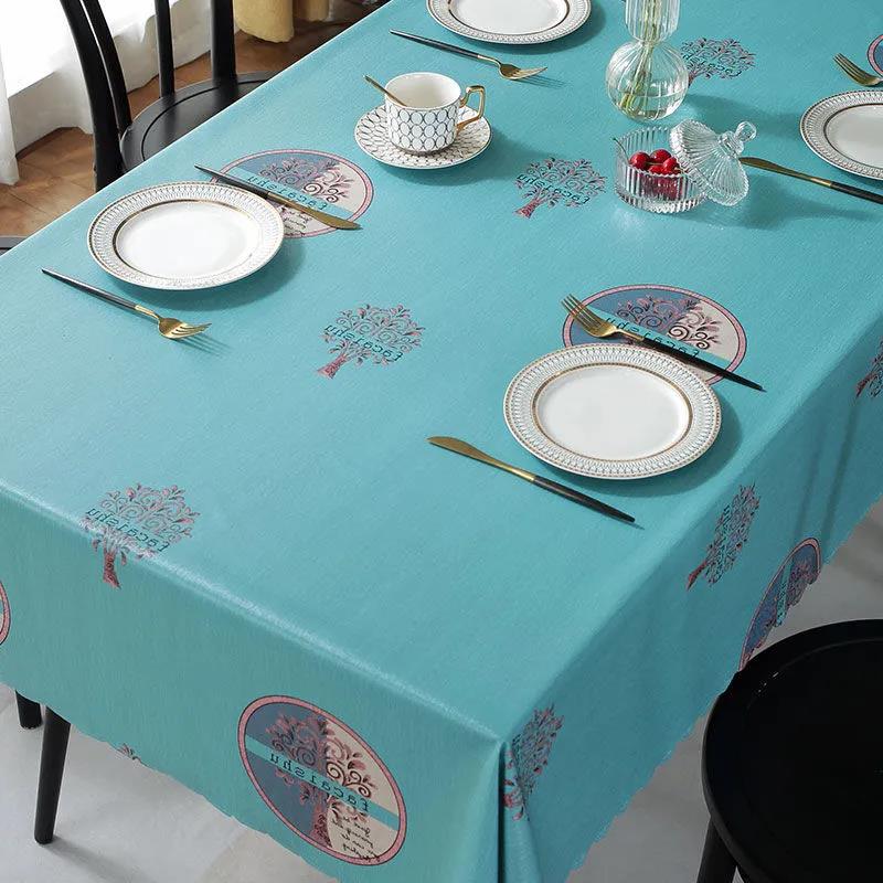 PVC Printed Tablecloth Oil-proof and Waterproof Tablecloth Rectangular Table Top Decoration Washable Tablecloth