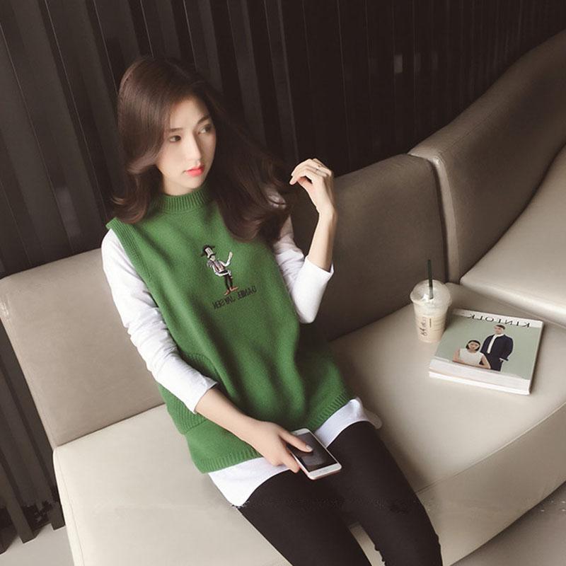 Spring and Autumn Knitted All-match Vest Loose Slimming Bottoming Shirt Fashion Pullover Women's Top