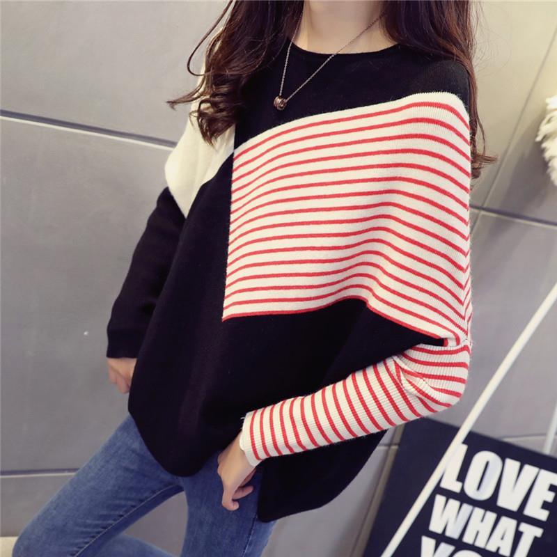 Autumn Short Bat Shirt with A Bottoming Ladies Sweater Loose Knit Outer Top