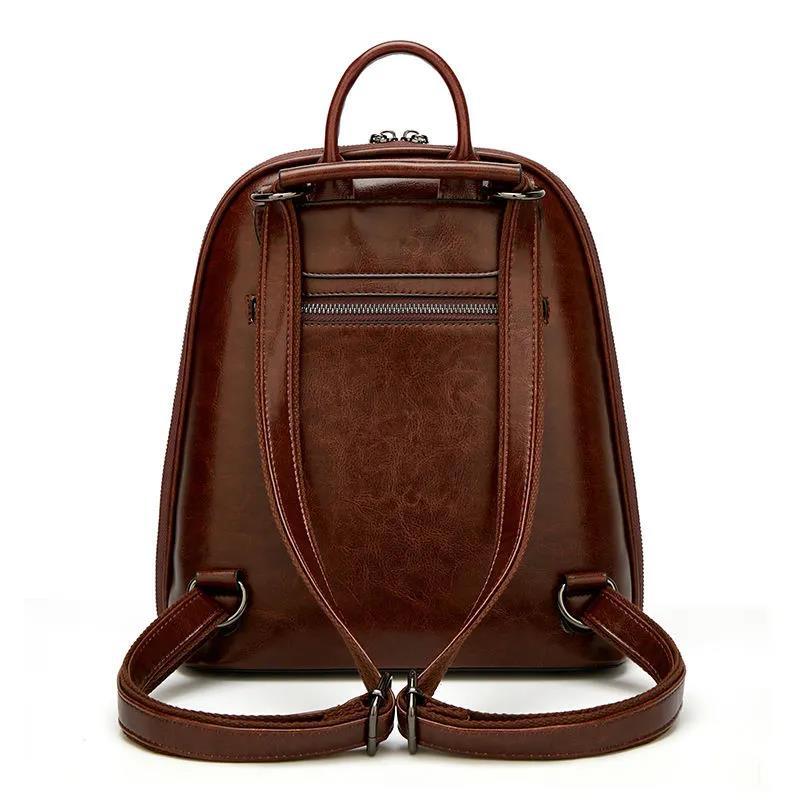 Real Genuine Leather Backpack Casual Multilayer Large Capacity College Elegant High Quality Shopping Travel