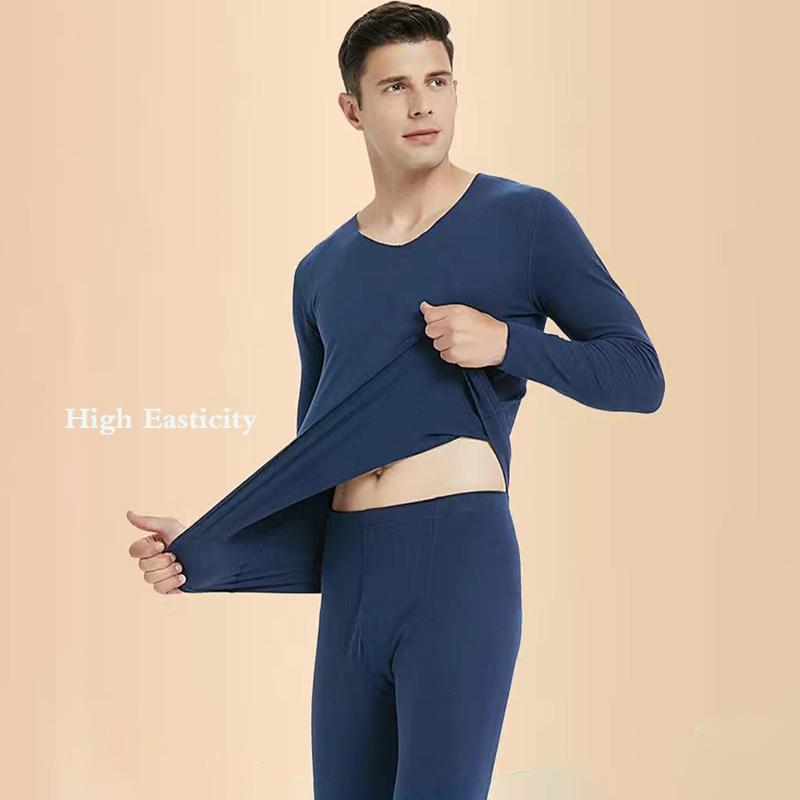 Men Winter Thermal Underwear V-neck Male Autumn Clothes Tight Suit Thicken Windproof Long Sleeve High Elasticity Tracksuit Wearable Versatile Spring