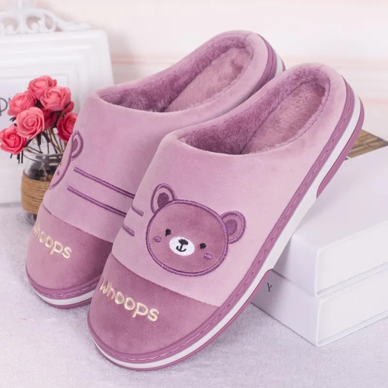 Autumn and Winter Couples Home Warm Non-slip Cotton Slippers Large Size Thick-soled Cute Indoor Cotton Slippers