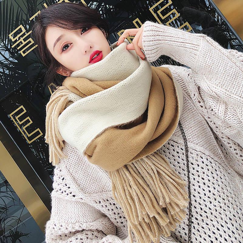 Winter Scarves for Women Shawls and Wraps Lady Pashmina Pure Long Cashmere Head Scarf Hijabs Stoles