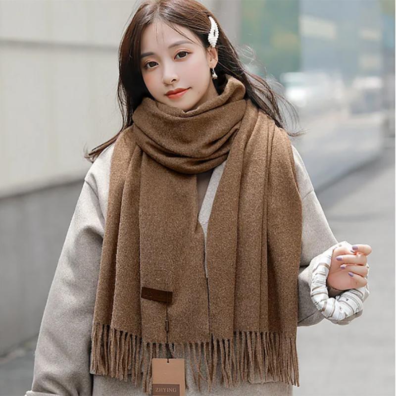 Scarf Women's Winter Warmth Solid Color Thick High-end Autumn Shawl Dual-use Versatile Neck and Collar