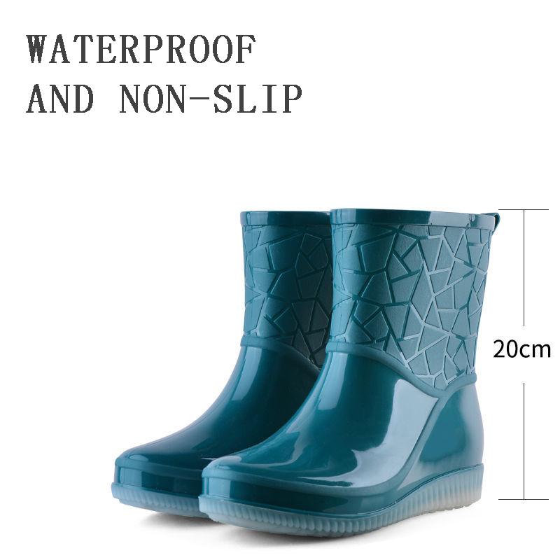 Fashion Ladies Rain Boots Adult Mid-low Rain Boots Non-slip Wear-resistant Wild Thick Water Boots Working Women Overshoes