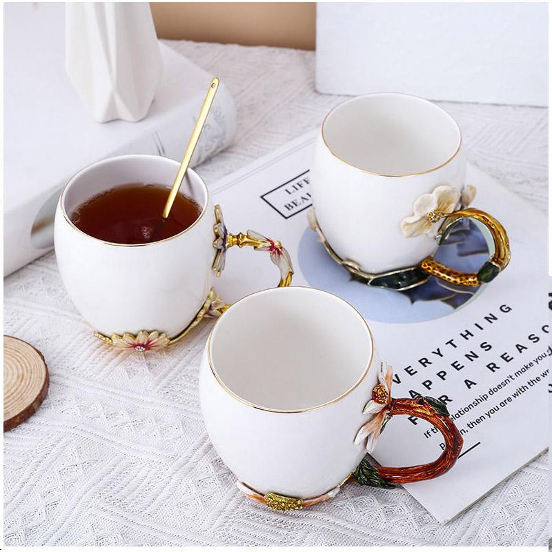 Daisy Ceramic Cup Home Drinking Cup Large Capacity Enamel Cup Creative Office Coffee Cup Couple Gift Cup