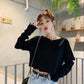 Autumn Version of Pure Color Loose Simple Long-sleeved fall T-shirt Women Simple Pure White Bottoming Shirt Blouse