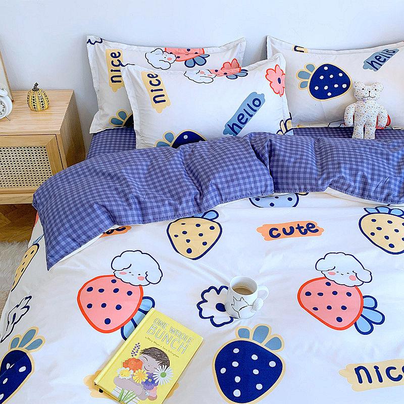 Fashion Household Quilt Cover Four-piece Cartoon Bedding Student Dormitory Bed Sheet Set