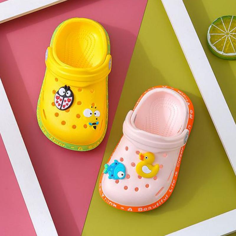 Children Cartoon Cave Shoes  Beach Summer Children's Slippers Antiskid Soft Bottom  Little Bee EVA Rubber Plastic Baby Sandals Slippers