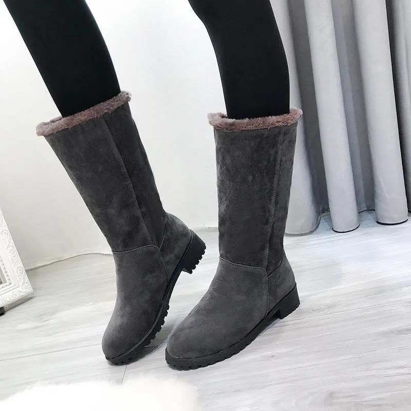 Snow Boots Women's Mid-tube  Korean Winter Warm Short Thick with Thickened Bottom Non-slip Cotton Boots for Both Wear