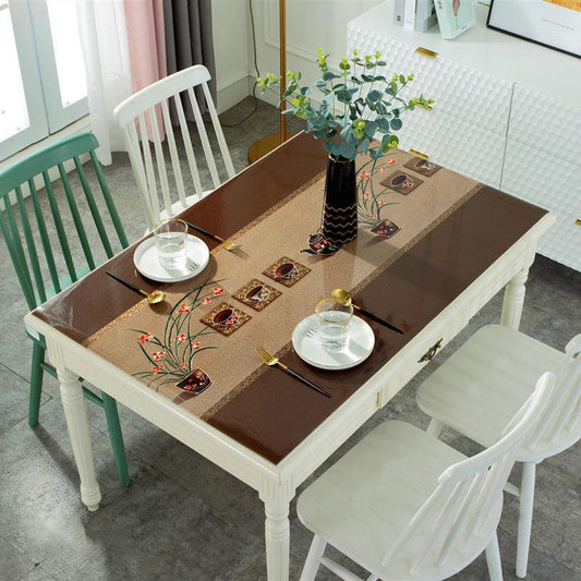 Nordic Minimalist Opaque Tablecloth Waterproof and Anti-scalding Disposable Coffee Table Mat Household Pvc Table Mat Plastic Tablecloth