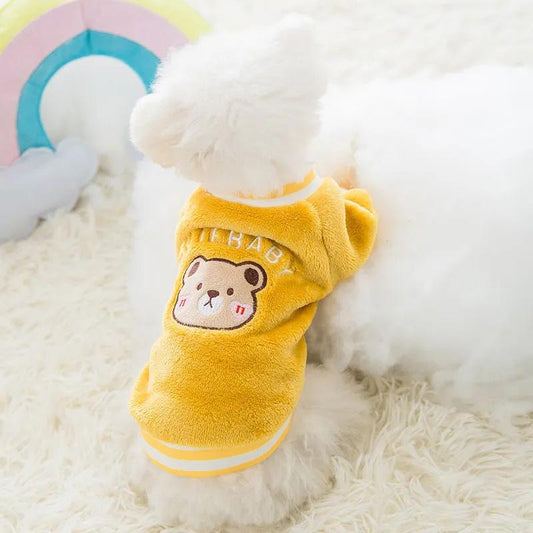 Cute Bear Dog Clothes Autumn and Winter Coral Fleece Sweater Cat Pet Small Dog Puppies Thickened Two-legged Clothes Warm Pet Winter Clothing