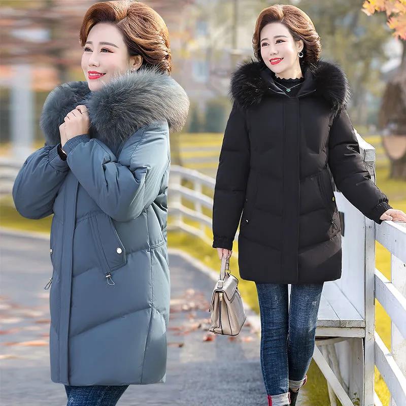 Winter Coat Down Padded Jacket Plus Velvet Padded Jacket Women's Mid-length Padded Jacket