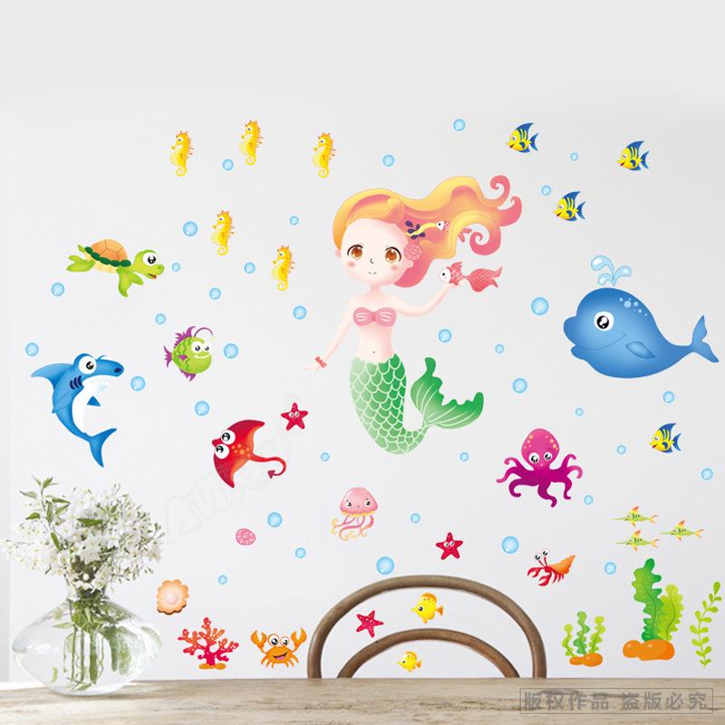 Cartoon wall sticker creative children room wall decoration bathroom tile waterproof wallpaper