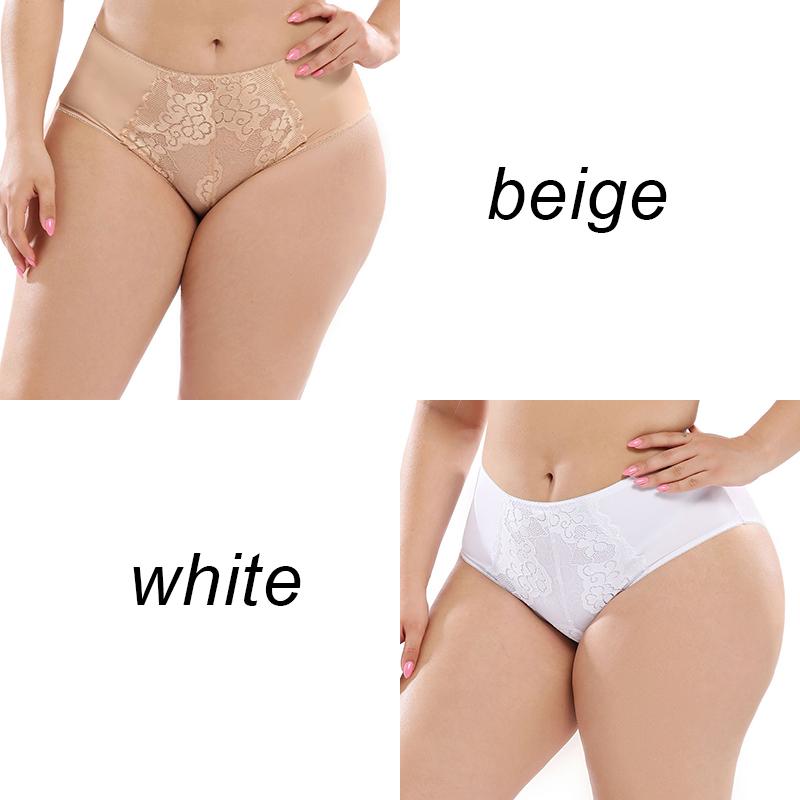 2PCS Plus Size Ladies Panties Sexy High Waist Briefs Fat Ladies Lace Panties L-5XL