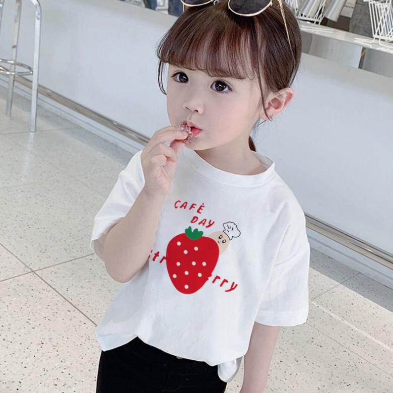 Summer Kids Cute Printing T Shirts Short Sleeve Tops Korean Style O-neck Loose T Shirts For Children Girls