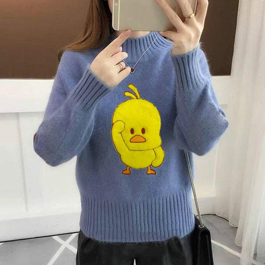 Long Sleeve High Collar Sweater Knitting Sweater Women's Autumn and Winter Bottoming Shirt Warm