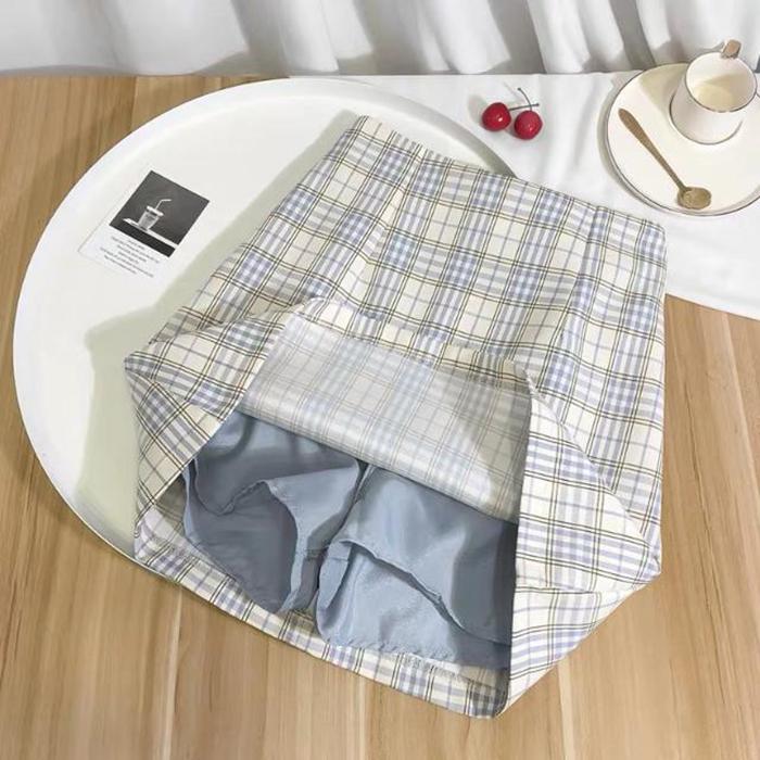 Women High Waist Pleated Skirt School Girl Plaid A-Line Flare Skater Short Skirt Uniforms Cosplay Sweet Girls