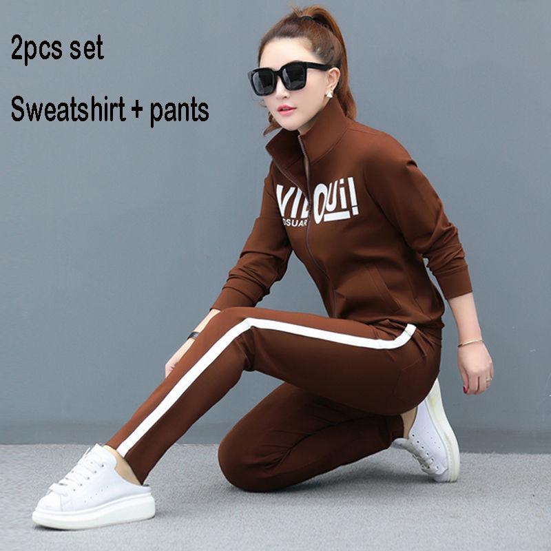 Casual Sweatshirt Set Large Size Spring and Autumn Women's 2pcs set Wild Long Sleeve