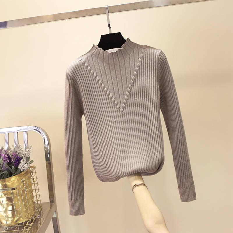 Knitting Sweaters Large Size Sweater Woman Medium and Long Section High Collar Sweater Winter