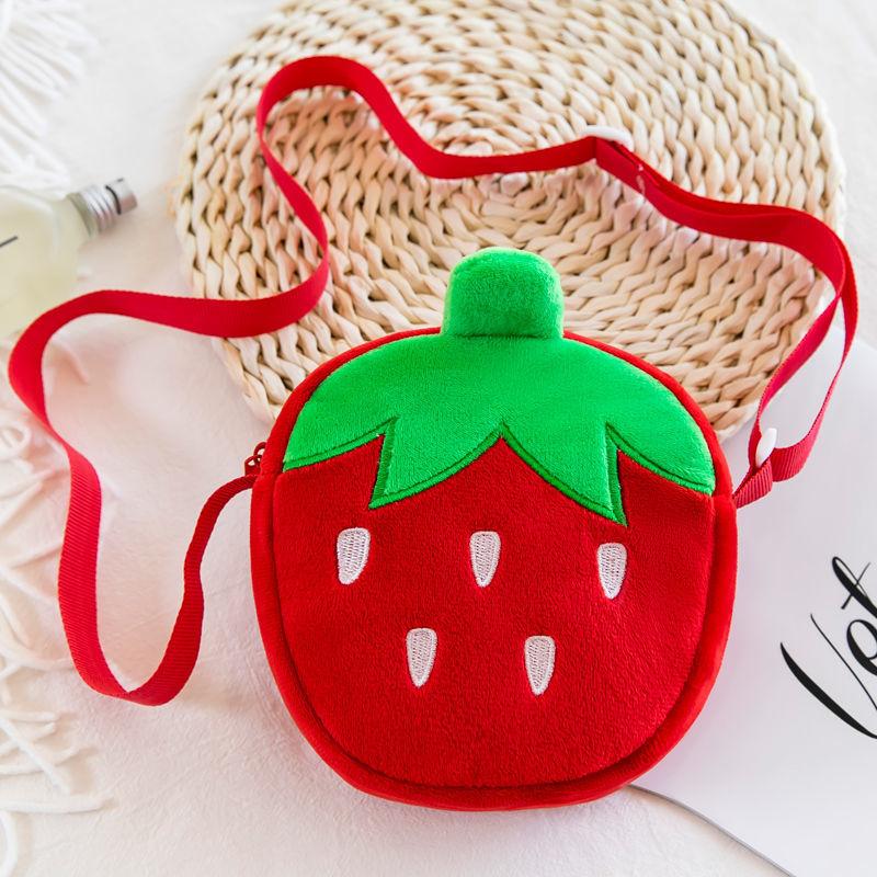 Cute Strawberry Plush Bag Cartoon Carrot Small Round Bag Children's One Shoulder Plush Bag Lovely Kids Birthday Gift