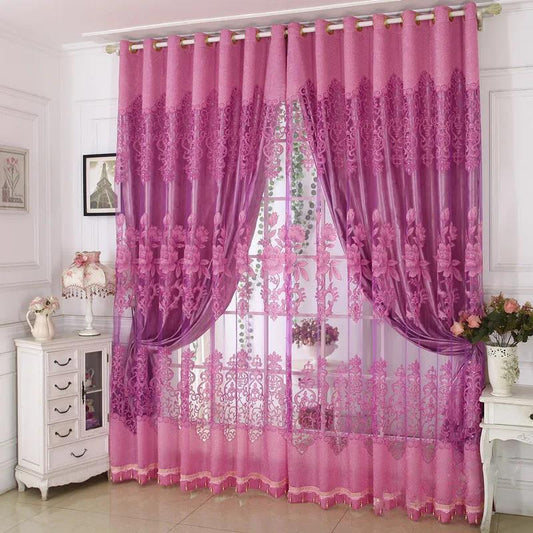 High-end Double-layer Finished Perforated Curtains, Shading Fabric Curtains for Living Room and Bedroom Balcony (150×270cm)