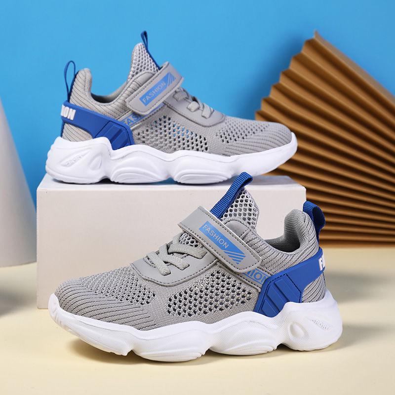 Children Sports Running Shoes CHILDREN'S Big BOY'S SNEAKERS Young STUDENT'S Mesh Fly Woven Breathable Shoes