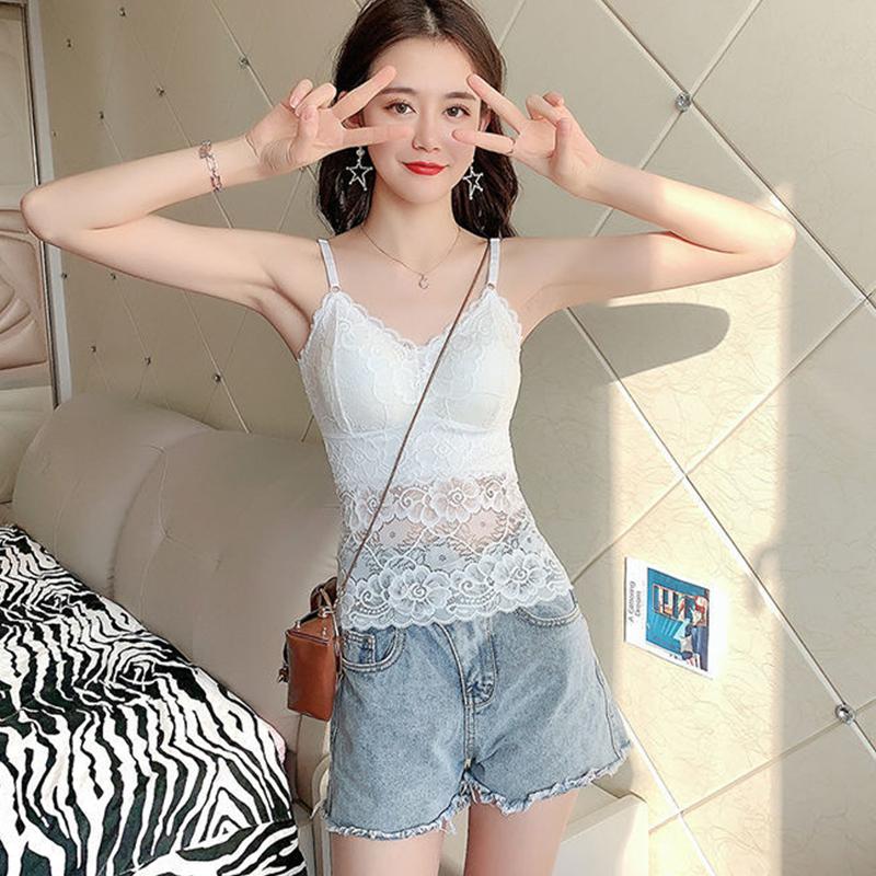 Lace Crop Top Sexy Lingerie Camisole Bralette Crop Top Y2k Black White Sleep Tops Strap Padded Camis Undershirt Women Fashion