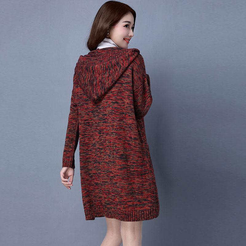 Autumn and Winter Knitted Cardigan Jacket Mid-length Loose Thick Sweater Fashion Simple Female Top