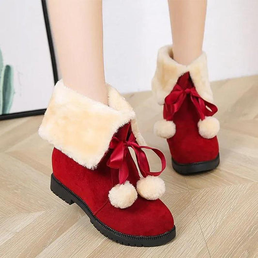 Girls' Boots Autumn Winter Plus Velvet Elementary School Students Warm Children Snow Boots Girls Thick Non-slip Long Tube Cotton Boots