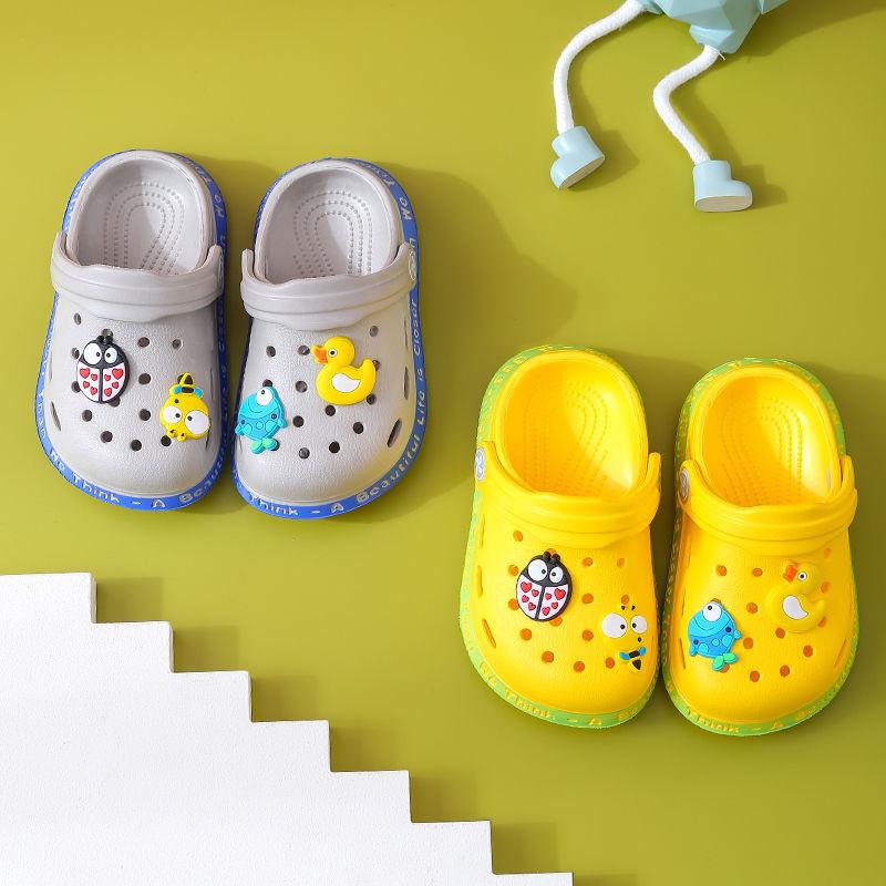 Children Cartoon Cave Shoes  Beach Summer Children's Slippers Antiskid Soft Bottom  Little Bee EVA Rubber Plastic Baby Sandals Slippers