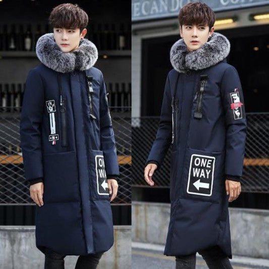 Large size Down jacket Trend Leisure Men's clothes Winter Medium and long section Cotton clothing