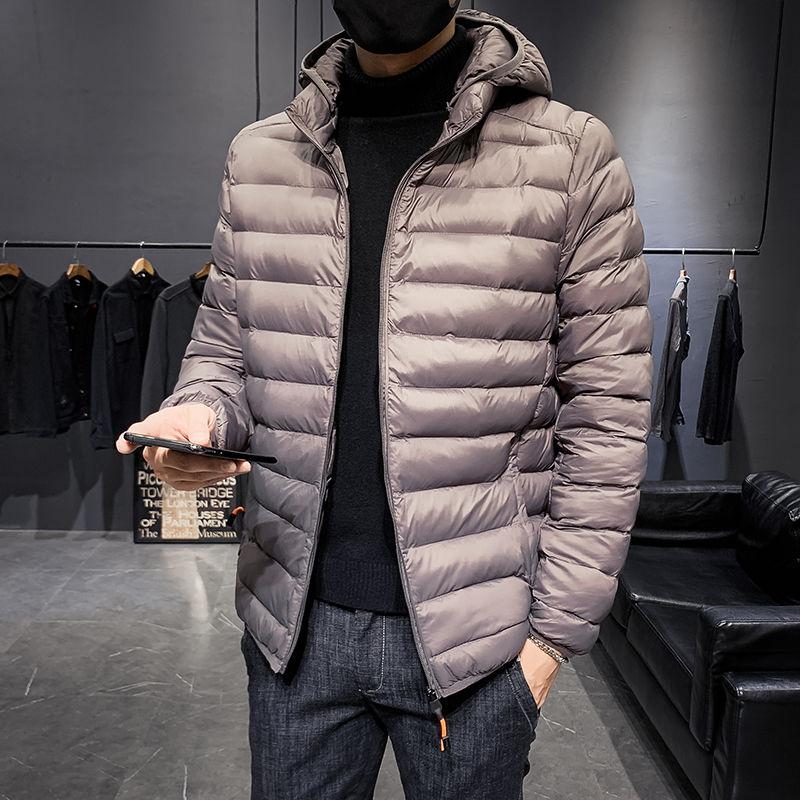 Winter Fashion Trend Men's Cotton Jacket Short Slim Casual Hooded Lightweight Warm Cotton Jacket