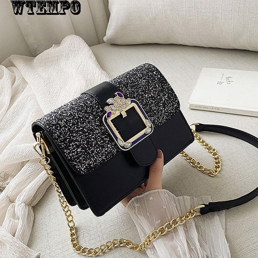 Women's bag fashion trend Messenger bag casual shopping street wild sequin chain shoulder bag