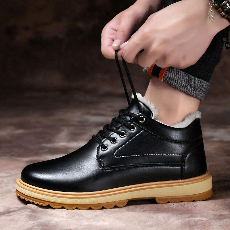 Cotton Shoes Men's Winter Warm Casual Men's Leather Shoes Waterproof Work Shoes Martin Boots