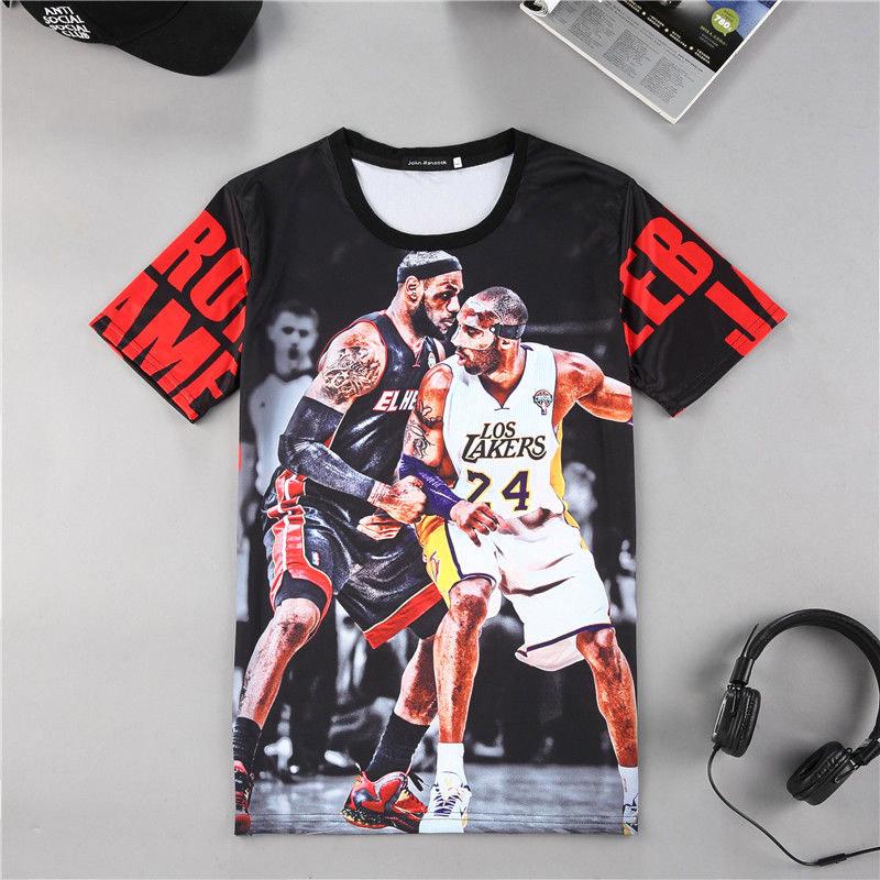 Basketball clothes men's summer 3D printed short-sleeved T-shirt male star T-sleeve large size